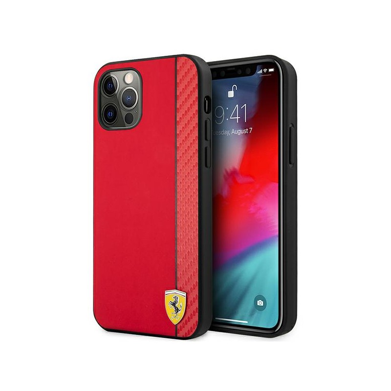 cover ferrari iphone pro max effetto carbonio rossa