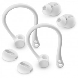 kit accessori per airpods 1 e 2 biancosupporto ad archetto e gommini di ricambio