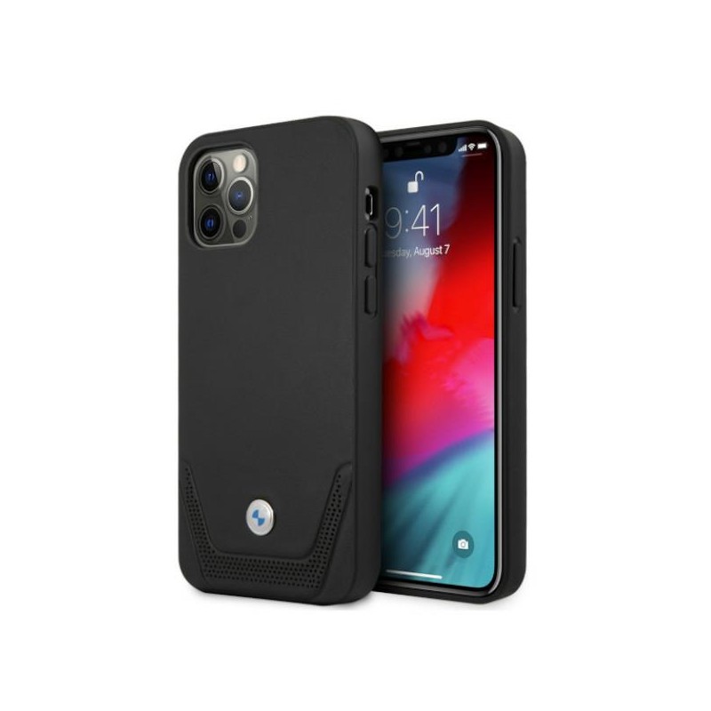 cover bmw iphone 12/12 pro  black vera pelle