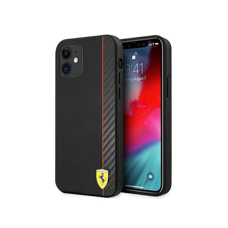 cover ferrari iphone 12 mini inserto carbonio nera