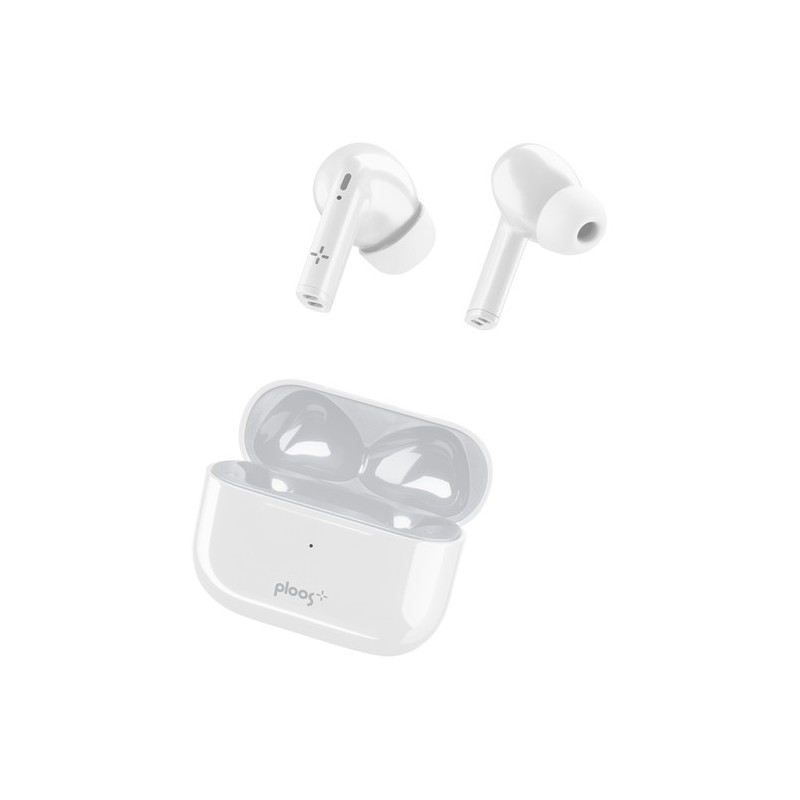 bluetooth doppio in ear con base di ricarica bianco