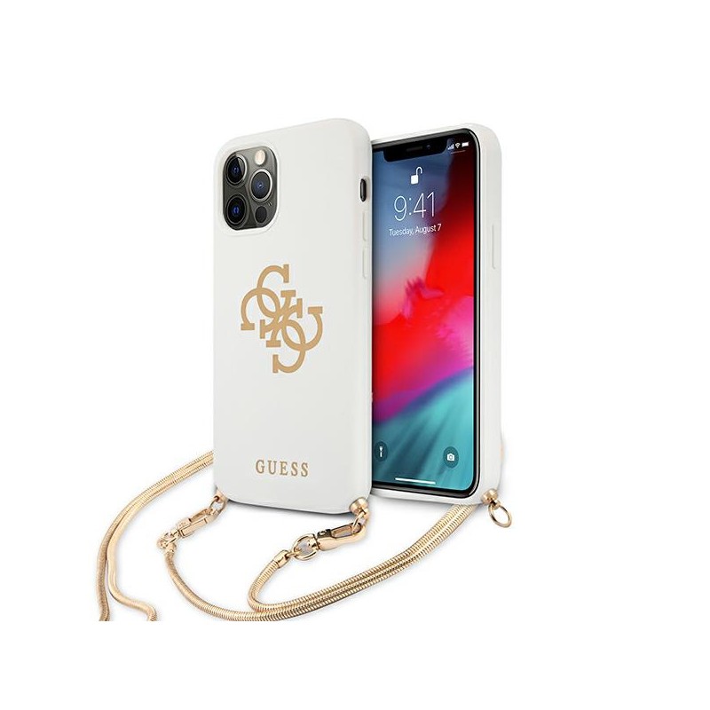 cover guess iphone 12 / 12  pro con laccio da catena gold