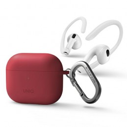 cover airpods 3 rossa con moschettone e supporti auricolari