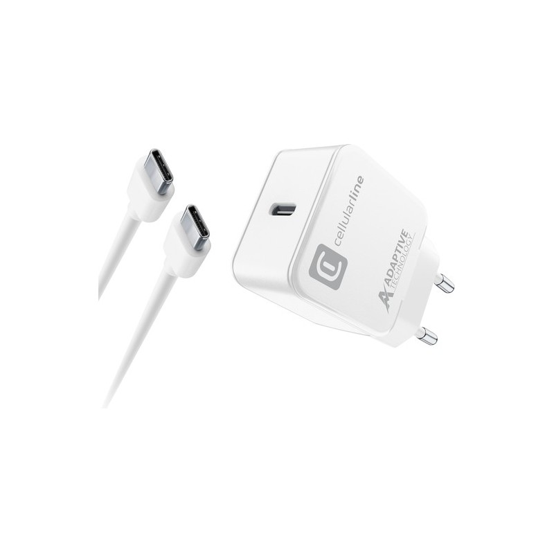 caricabatteria da rete usb-c 15 watt bianco con cavo usb-c