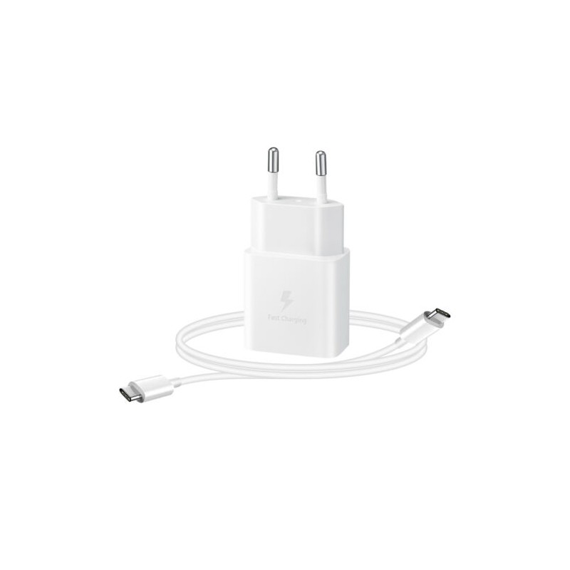 caricabatterie originale samsung usb-c 15 watt bianco con cavo