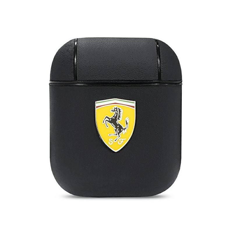 cover ferrari airpods 1 / 2 rivestito in vera pelle nero