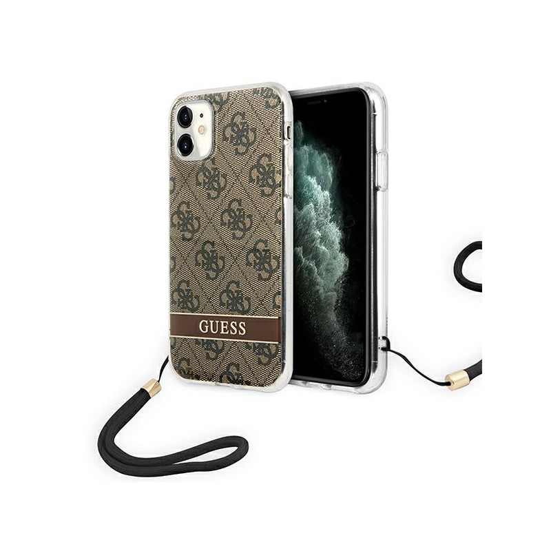 cover guess iphone 11 brown con laccio da polso cover guess iphone 11 brown con laccio da polso