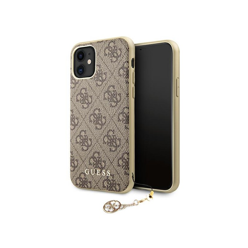 cover iphone 11 guess brown con charm gold cover iphone 11 guess brown con charm gold