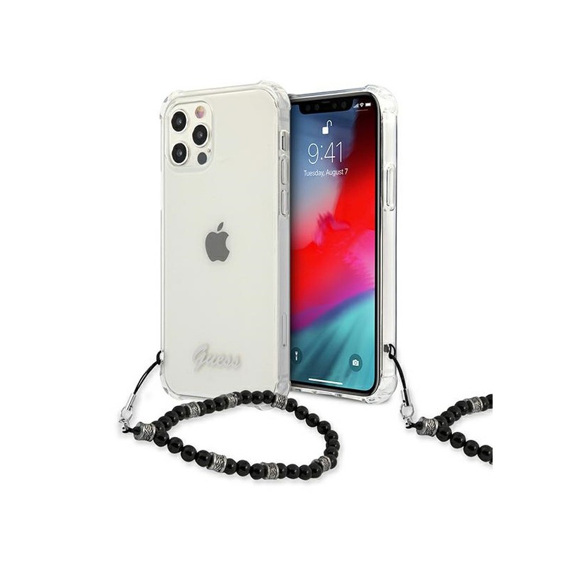 cover guess iphone 12 pro max trasparente con laccio da polso