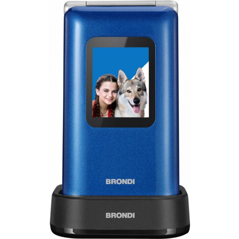 telefono gsm brondi amico prezioso blu clamshell dual sim quadri band display 2.8 flip attivo e base di ricarica telefono gsm brondi amico prezioso blu clamshell dual sim quadri band display 2.8 flip attivo e base di ricarica
