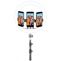 supporto selfie ring nero universale Anello led con modalità RGB a luminosità regolabile e treppiede da 160 cm per riprese video