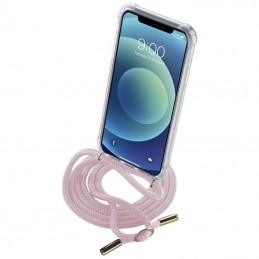 cover trasparente iphone 12 pro max con laccio da colo regolabile rosa
