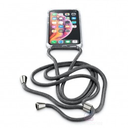 cover trasparente iphone x-xs con laccio da colo regolabile nera