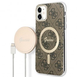 cover guess + caricabatterie magsafe iphone 11 brown