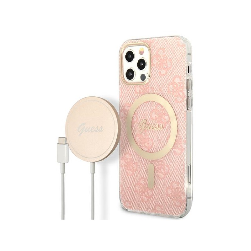cover guess + caricabatterie magsafe iphone 12 / 12 pro pink