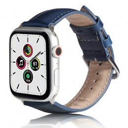 cinturino apple watch vera pelle nero 38-40-41 mm blu