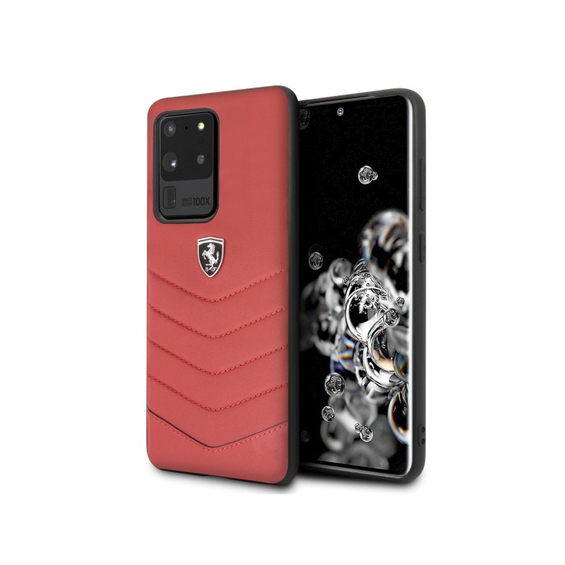 cover ferrari samsung s20 ultravera pelle rossa