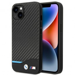 cover bmw iphone 14 plus nera pelle e carbonio