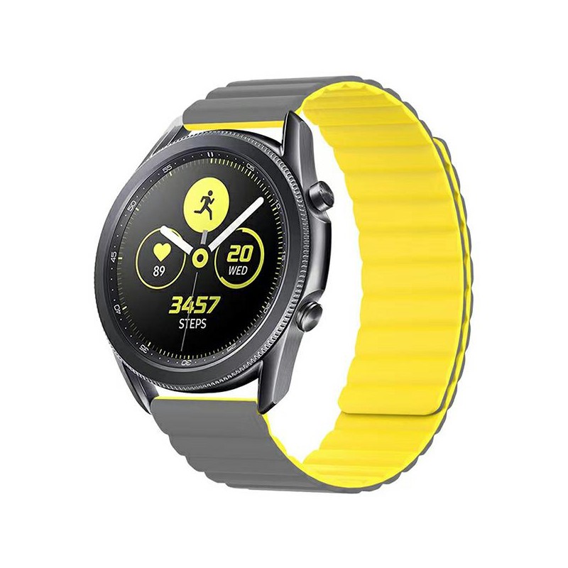 cinturino smartwatch universale 22mm grigio - giallo magnetico