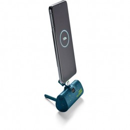powerbank 5000 mah usb-c con funzione stand blu collegabile direttamente allo smartphone