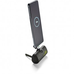 powerbank 5000 mah usb-c con funzione stand nera collegabile direttamente allo smartphone