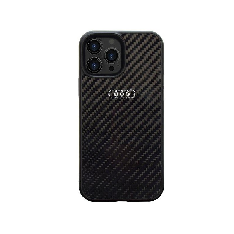 cover audi iphone 13 / 13 pro fibra di carbonio nera