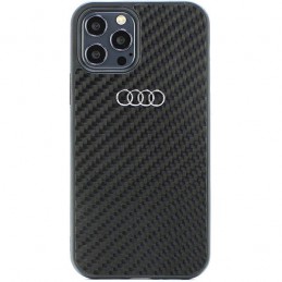 cover audi iphone 12 / 12 pro fibra di carbonio nera