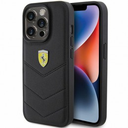 cover ferrari iphone 15 pro nera vera pelle