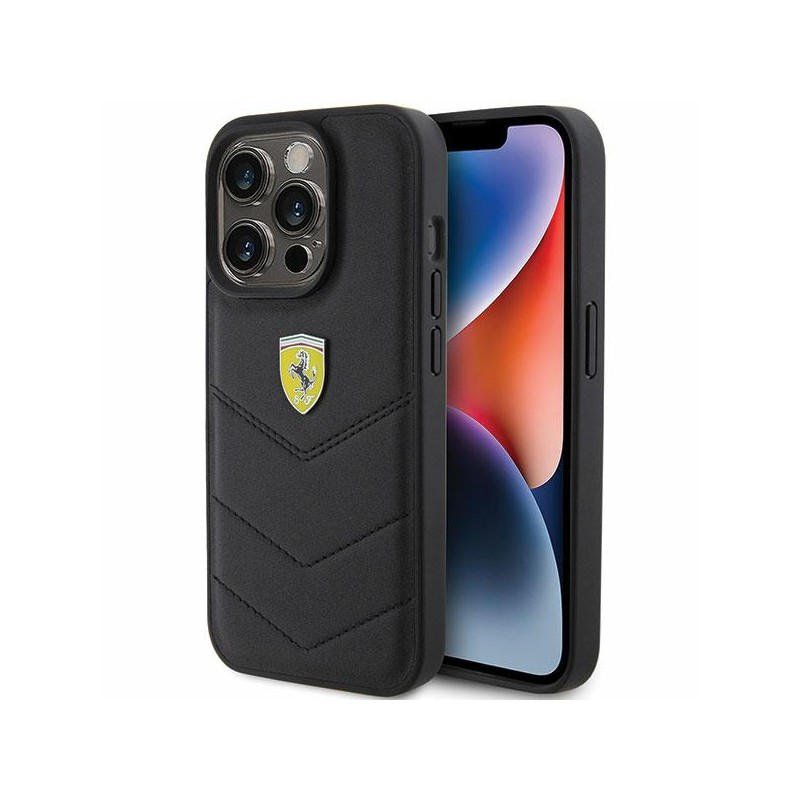 cover ferrari iphone 15 pro nera vera pelle