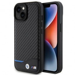 cover bmw iphone 15 nera pelle e carbonio