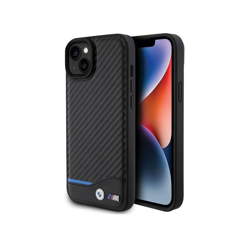 cover bmw iphone 15 plus vera pelle carbonio