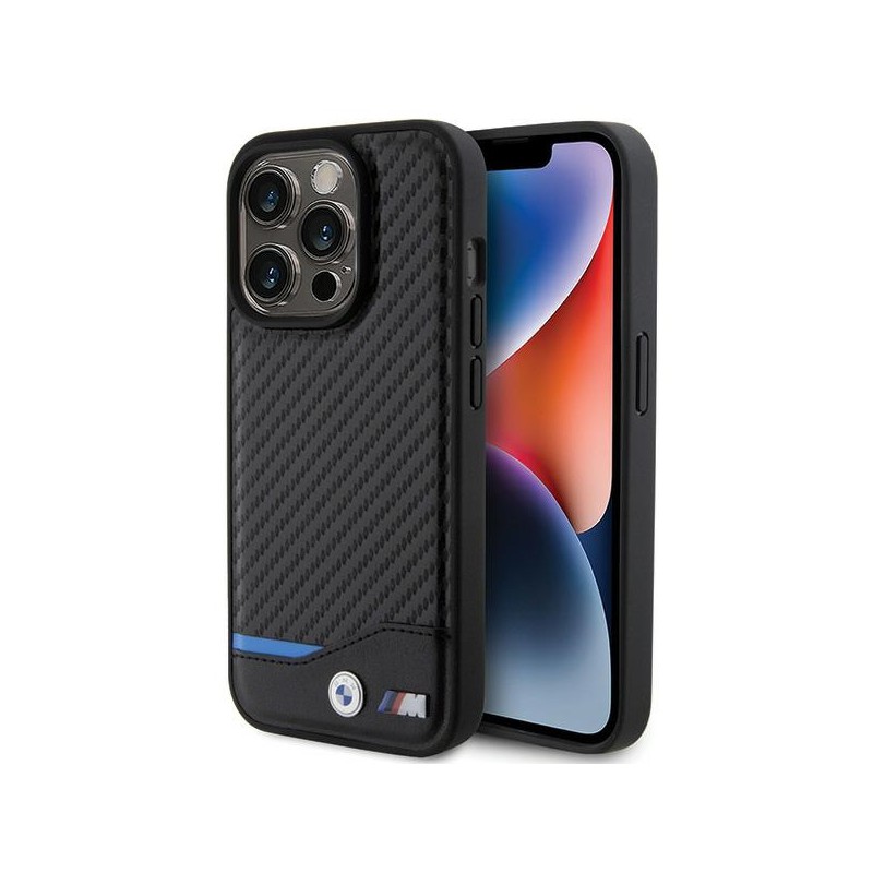 cover bmw iphone 15 pro vera pelle carbonio