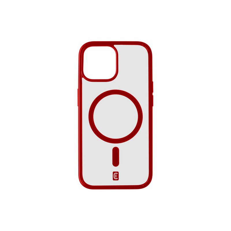 cover iphone 15 pro max magsafe trasparente con bordi rosso