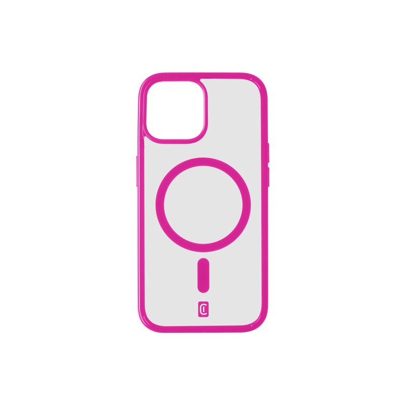 cover iphone 15 pro max magsafe trasparente con bordi fucsia