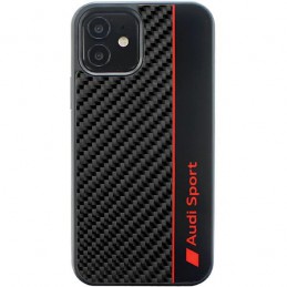 cover audi iphone 12 / 12 pro fibra di carbonio nera