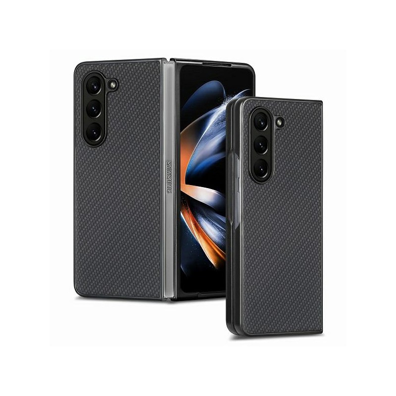 cover rigida samsung z fold 5  nero efetto carbonio
