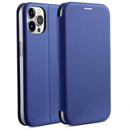 book iphone 15 plus con porta carte di credito chiusura magnetica blu