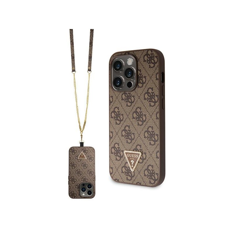 cover guess iphone 15 pro  browncon laccio da collo