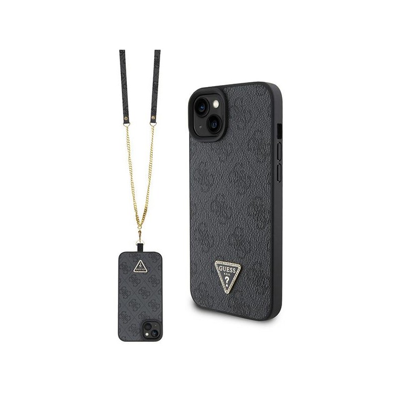 cover guess iphone15  plus blackcon laccio da collo