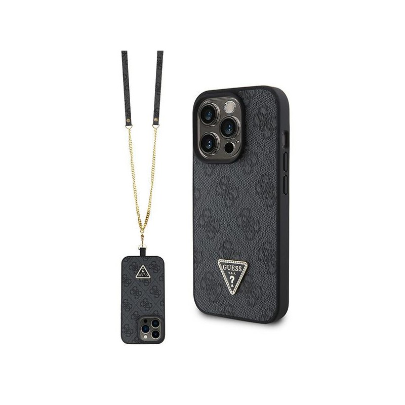cover guess iphone 15 pro max black con laccio da collo cover guess iphone 15 pro max black con laccio da collo