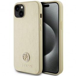 cover guess iphone 15 custodia rigida ecopelle con Logo 4g metal Strass