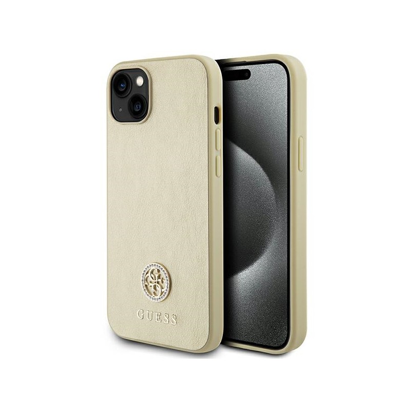 cover guess iphone 15 custodia rigida ecopelle con Logo 4g metal Strass cover guess iphone 15 custodia rigida ecopelle con Logo 4g metal Strass
