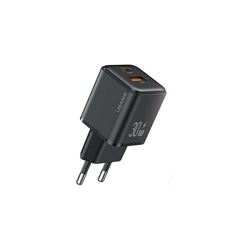 caricabatterie 30W  usb + usb-c usams nero