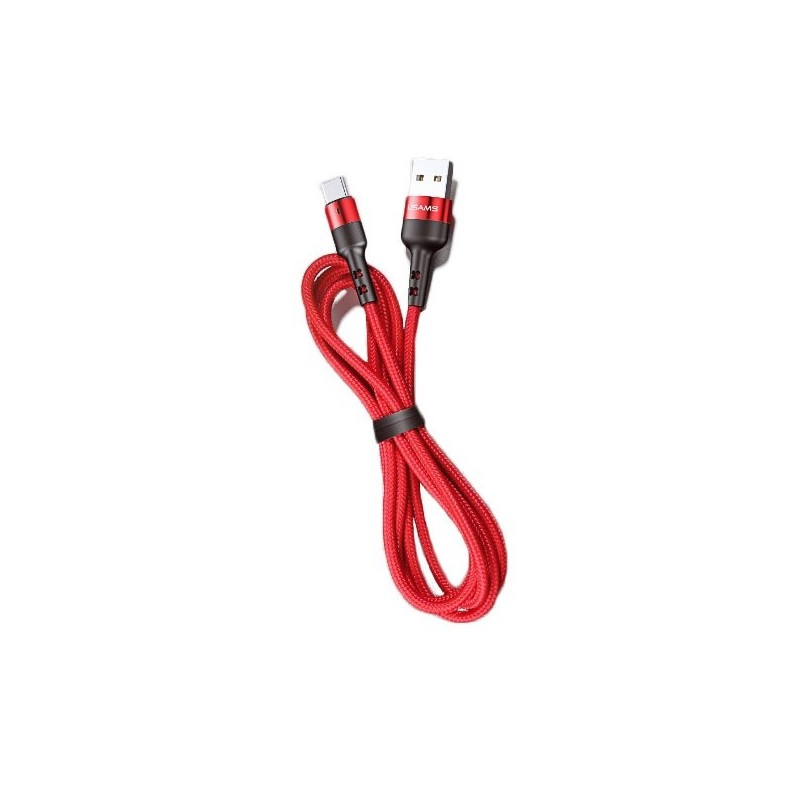 cavo dati usb-c antistrappo 100cm 3Ah rosso in box cilindrico da espositore