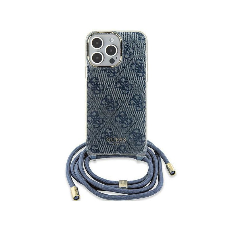 cover guess iphone 15 blu con laccio da collo cover guess iphone 15 blu con laccio da collo