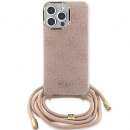 cover guess iphone 15 rosa con laccio da collo