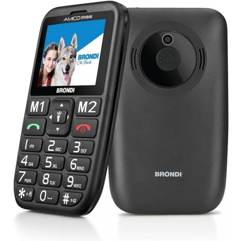 brondi amico chic telefono cellulare con base tasti grandi e custodia a libro  inclusa