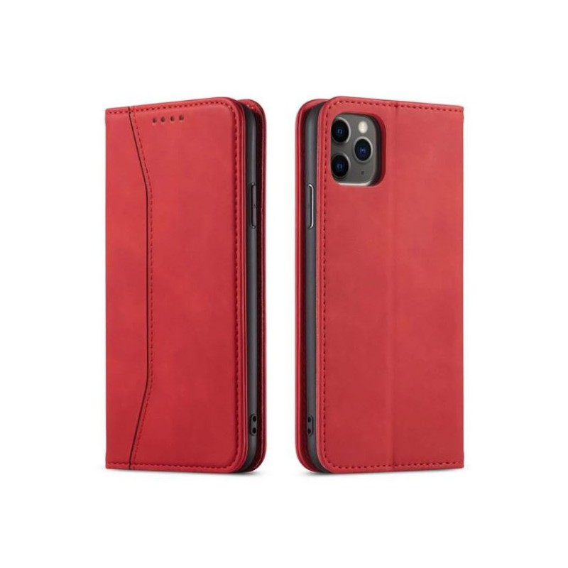 custodia a libro iphone 14 con porta carte di credito chiusura magnetica rossa