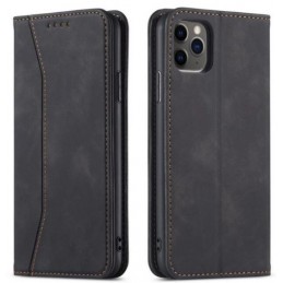 custodia a libro iphone 15 plus con porta carte di credito chiusura magnetica nera