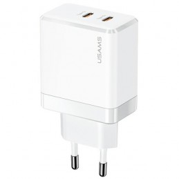 caricabatterie 40W  usb-c+ usb-c usams bianco